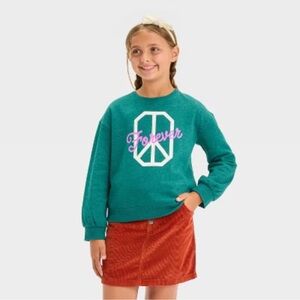 Cat & Jack Forever Peace Green Crewneck Sweatshirt